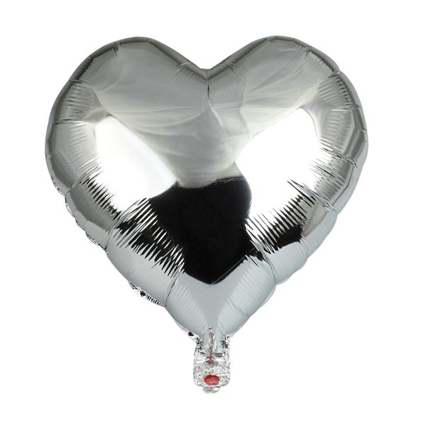 8 Red & Silver Hearts Foil Balloons Set - Image 3