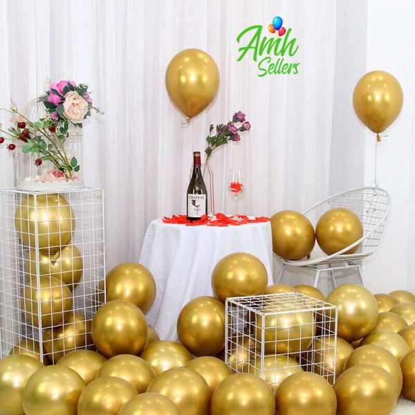 15 Large Size Golden Metallic Balloons