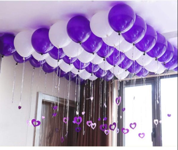 Purple & White Balloons Set