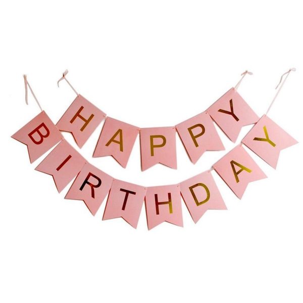 Happy Birthday Cards Banner in Pink Color