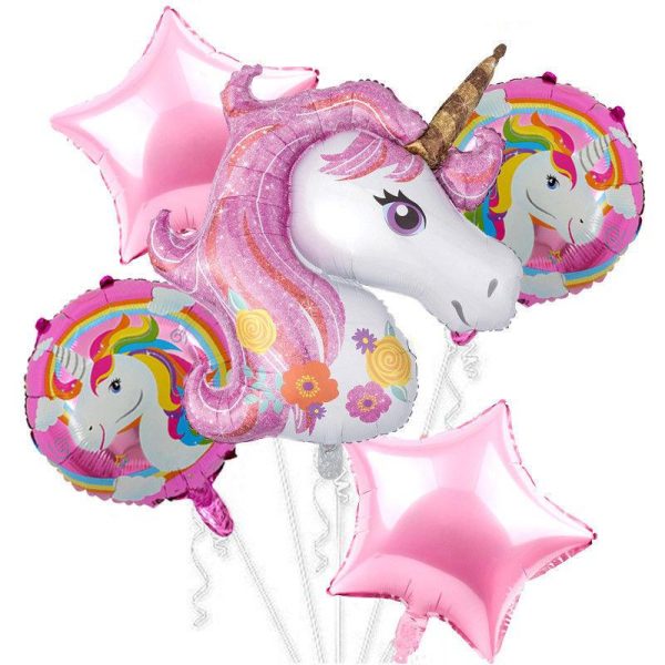 Unicorn Foil Balloons 5 Pcs Set