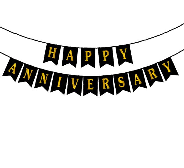 Black Happy Anniversary Cards Banner