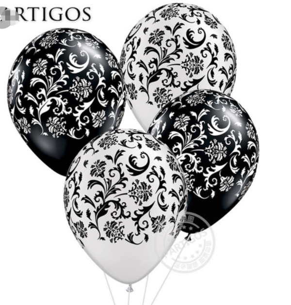 25 Large Size Black & White Demascas Balloons Pack