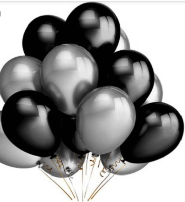 Silver & Black Shiny Balloons Set