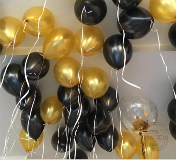 100 Golden & Black Balloons Set