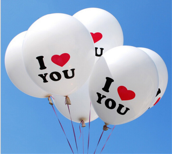 "I LOVE U" Red & White Balloons Set - Image 2