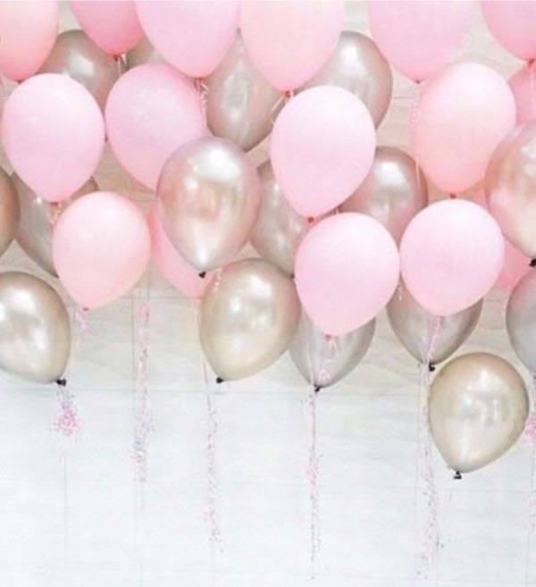 25 Pink & Silver Latex Balloons Set