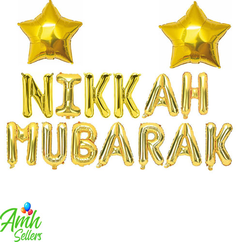 " NIKKAH MUBARAK " Golden Alphabets