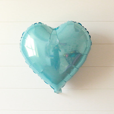 6 Sky Blue Hearts Foil Balloons Set - Image 2