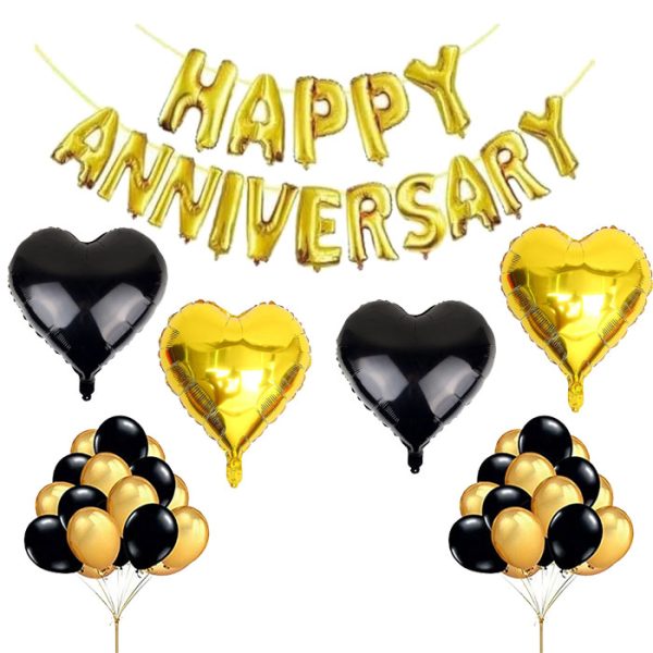 Happy Anniversary Golden & Black Decoration Theme