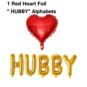 " HUBBY " Alphabets Foil balloons With Red Heart Foil